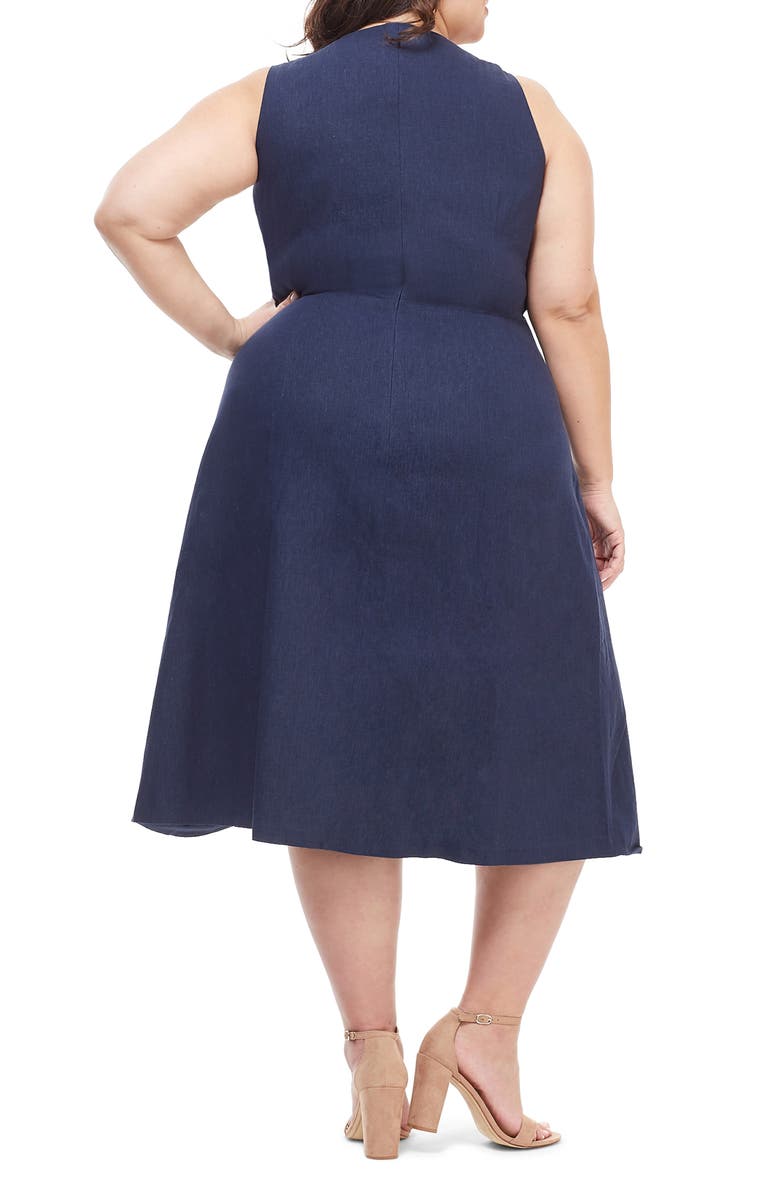 Maggy London Rochelle Linen Blend Midi Dress, Alternate, color,