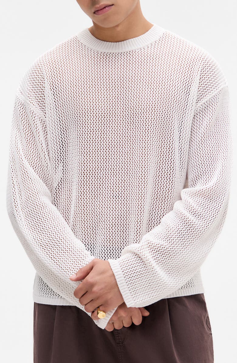 BDG Urban Outfitters Open Knit Mesh Sweater, Main, color, White