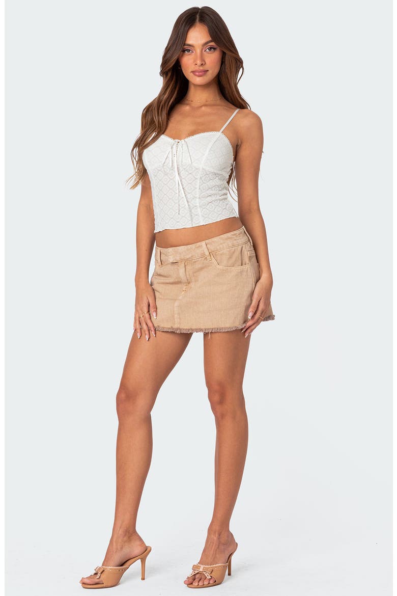 Textured Tie Front Lace Camisole, Alternate, color, WHITE