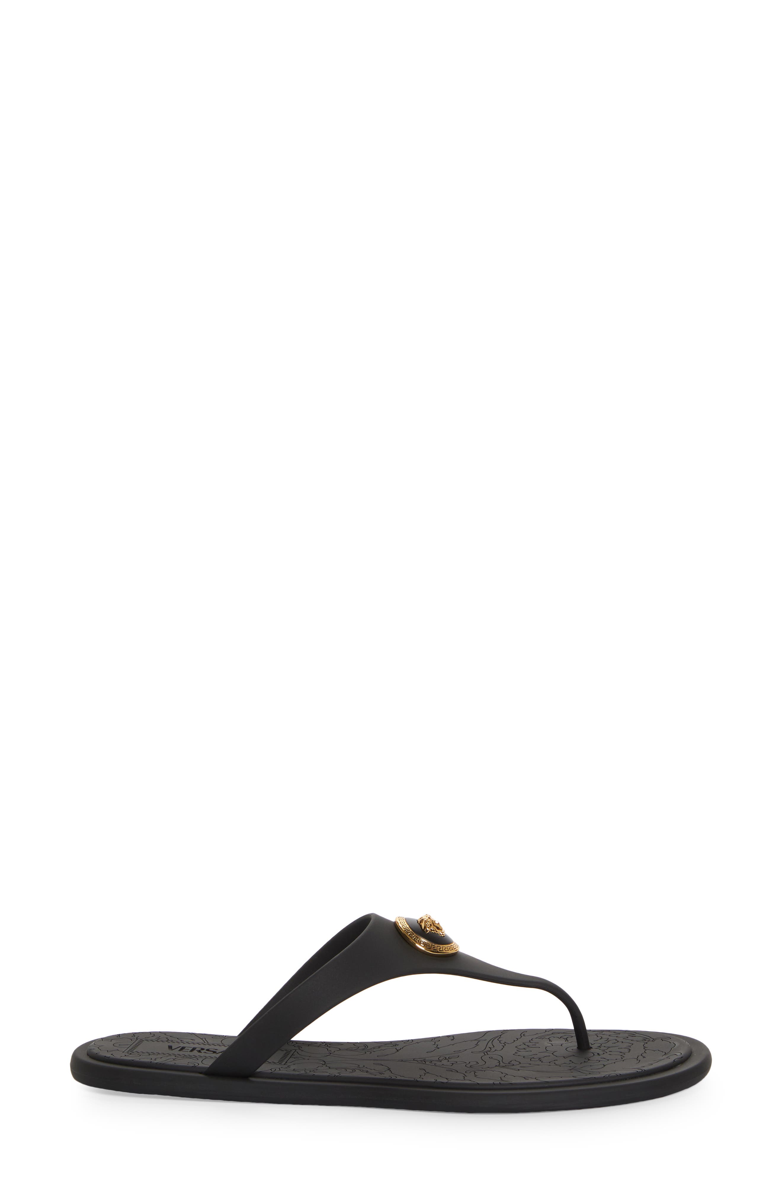 Versace Medusa Flip Flop, Alternate, color, Black/ Versace Gold