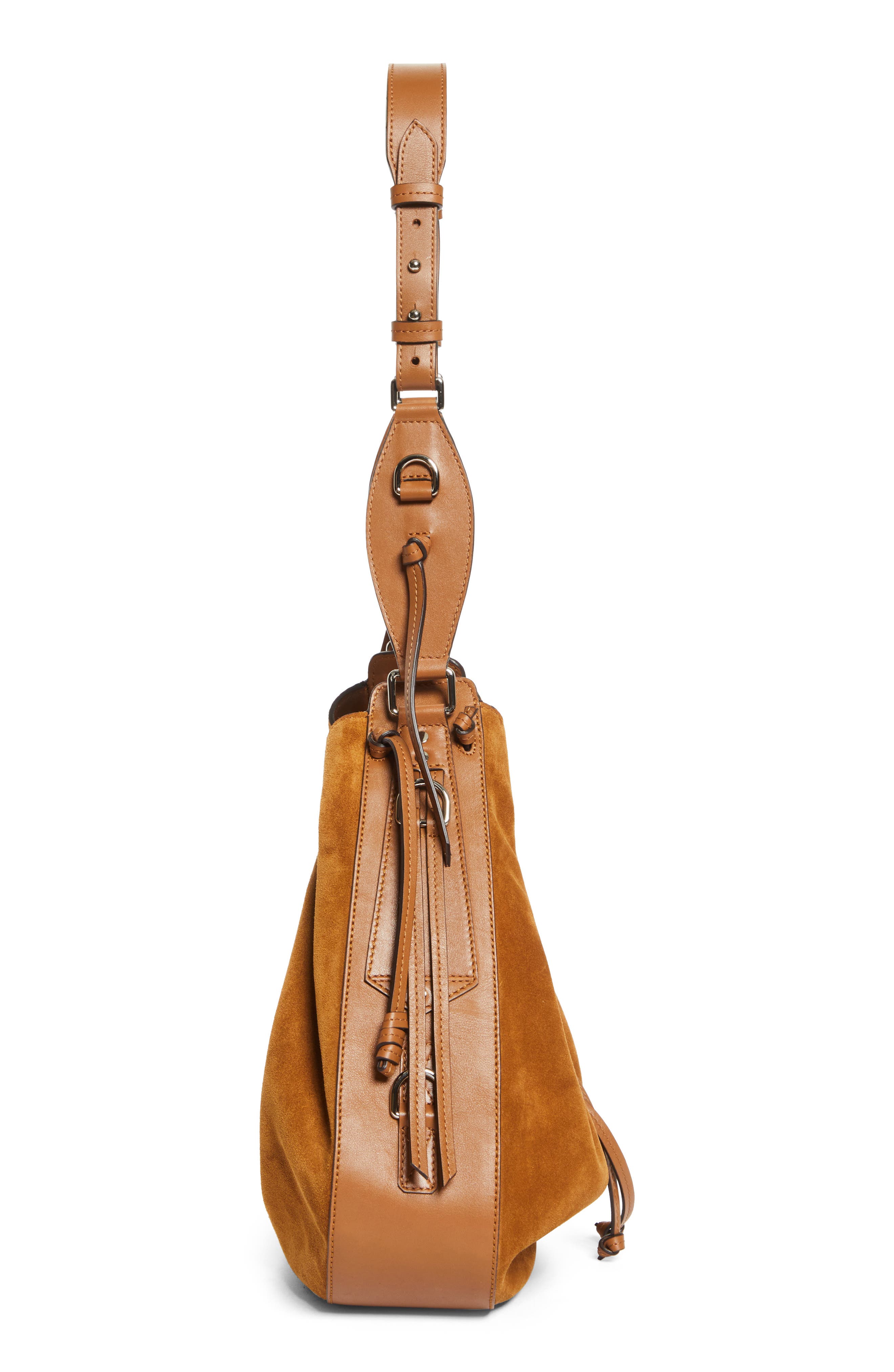 Isabel Marant Bolton Suede Hobo Bag, Alternate, color, Cognac