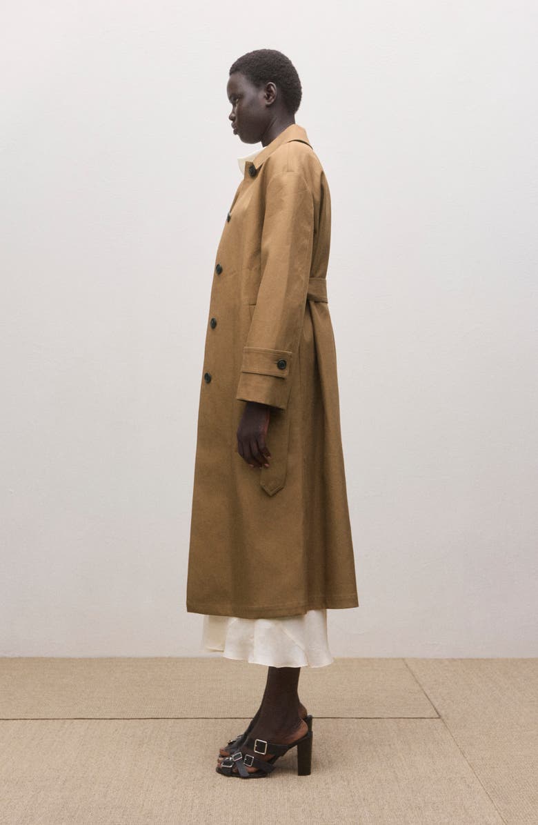 MANGO Belted Cotton Trench Coat, Alternate, color, Medium Brown