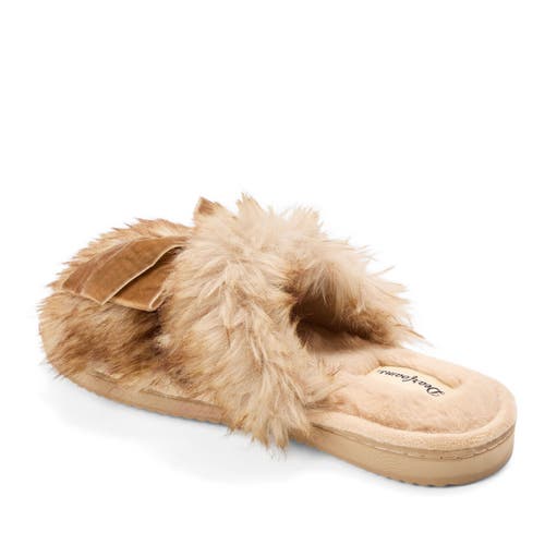 Dearfoams Bianca Pile Slide Slipper With Bow In Brown