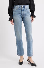 rag & bone Harlow Rhinestone Detail Straight Leg Ankle Jeans