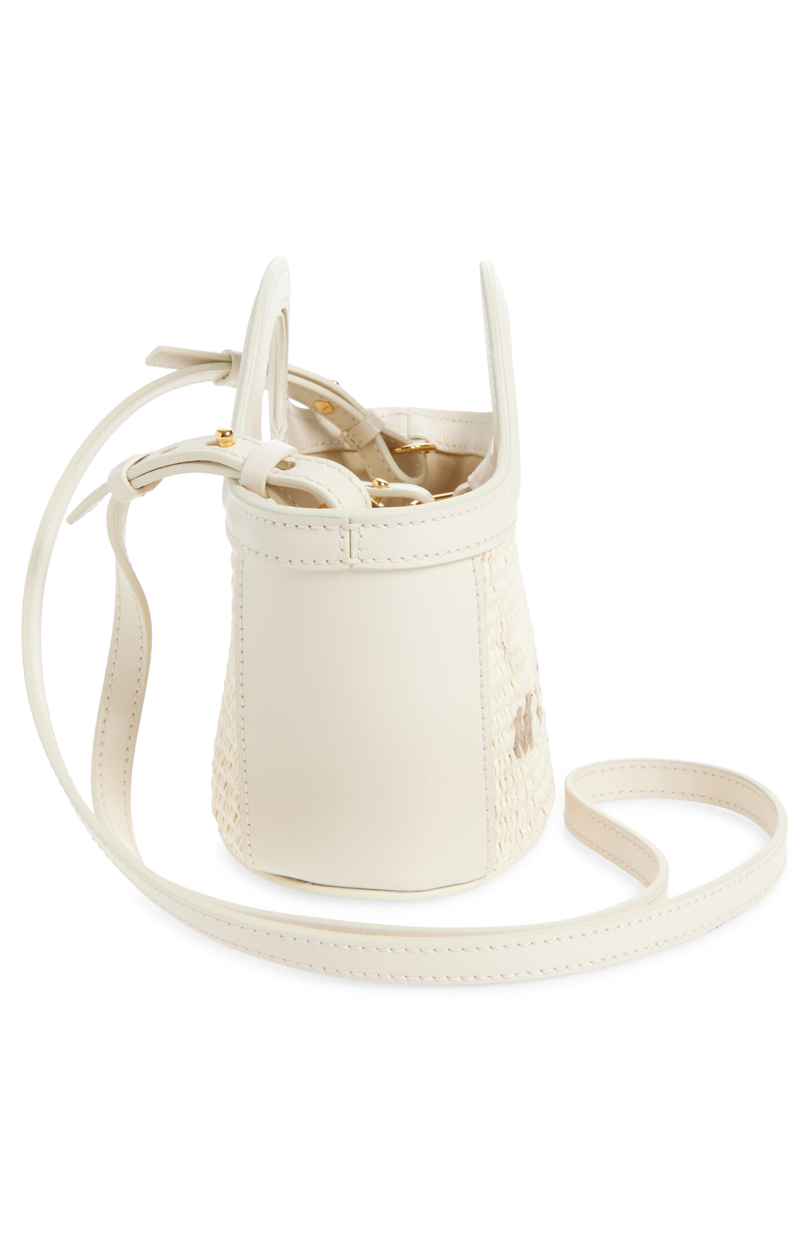 Marni Micro Tropicalia Logo Woven Top Handle Bag, Alternate, color, Shell