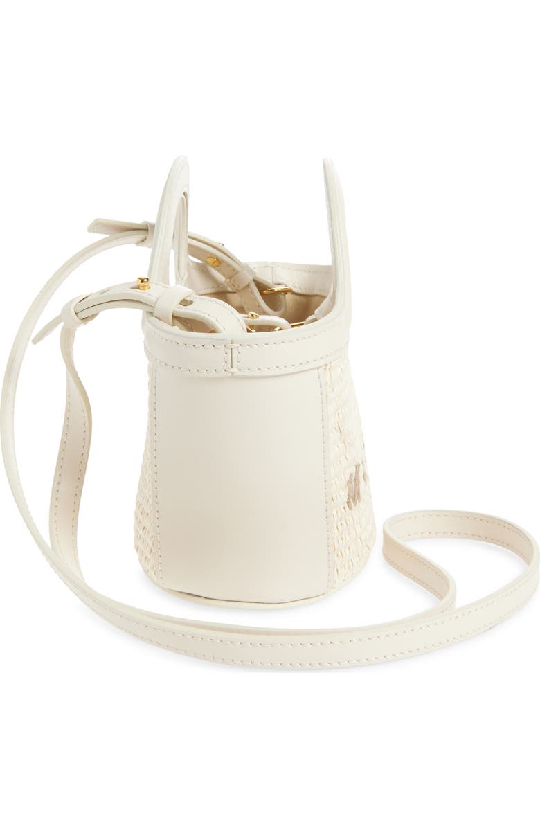 Marni Micro Tropicalia Logo Woven Top Handle Bag, Alternate, color, Shell