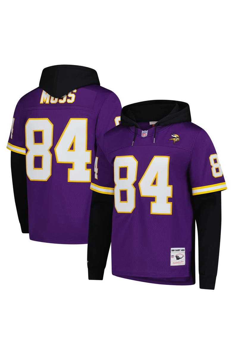 Mitchell & Ness Men's Mitchell & Ness Randy Moss Purple Minnesota Vikings Player Name & Number Hoodie Legacy Jersey, Main, color, Purple