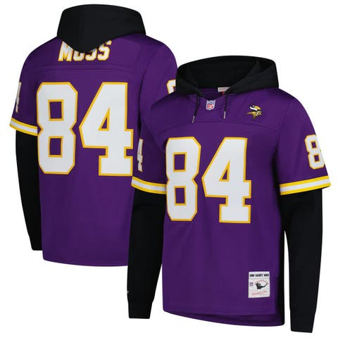 Men's Mitchell & Ness Randy Moss Purple Minnesota Vikings Player Name & Number Hoodie Legacy Jersey