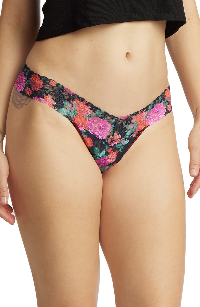 Hanky Panky Print Low Rise Thong, Main, color, Autobiography