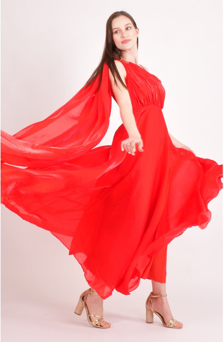 RAAS Tiana Embellished Silk Maxi Dress, Alternate, color, Red