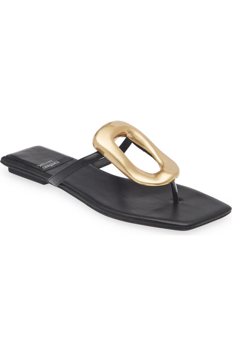 Jeffrey Campbell Linques Flip Flop, Main, color, Black Gold