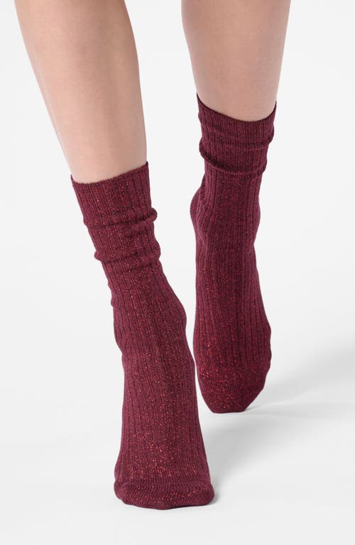 Oroblu Diamond Rib Crew Socks In Red