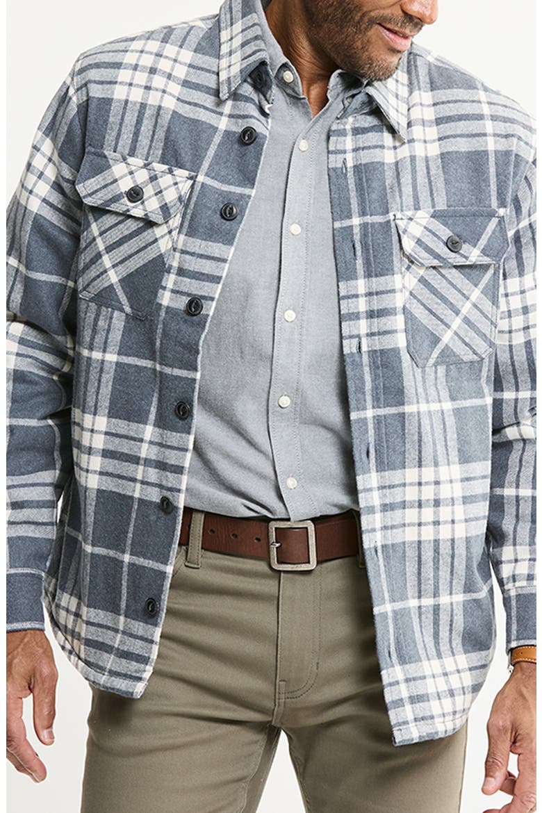 Faux Fur Lined Flannel Shirt Jacket, Main, color, PLAID GREY