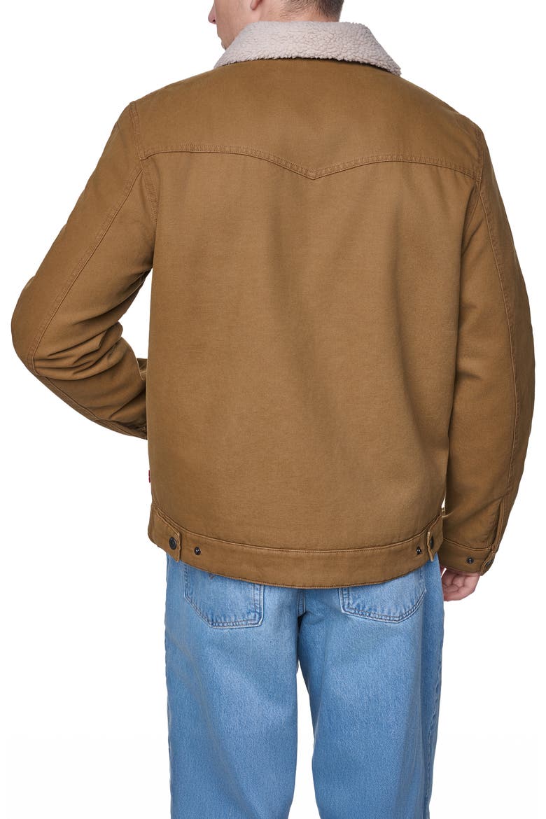 Western Utility Jacket with Faux Shearling Collar, Alternate, color, BROWN