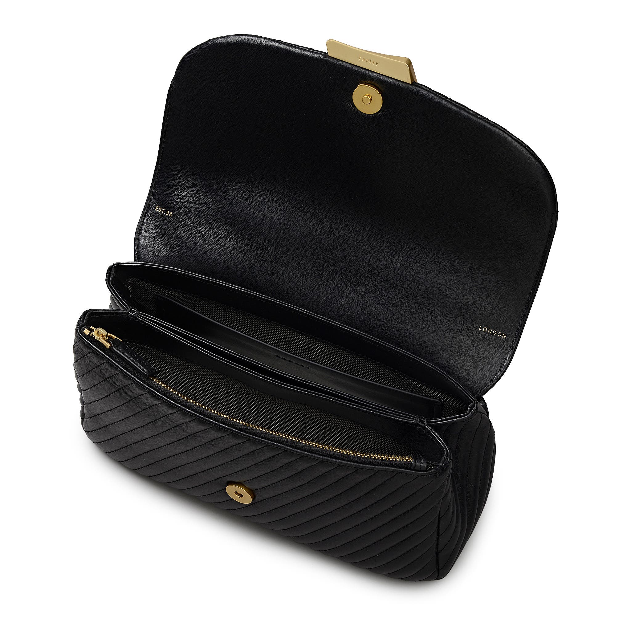 Radley The Belsize - Quilt Medium Flapover Crossbody Bag, Alternate, color, Black