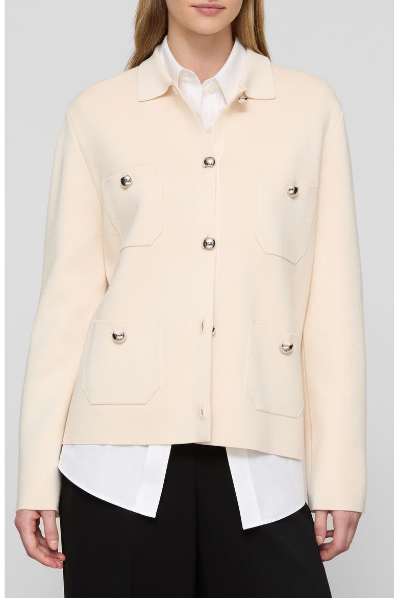 Matte Crepe Shirt Jacket, Main, color, ECRU