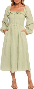 Petal & Pup Ophelia Long Sleeve Cotton Midi Dress