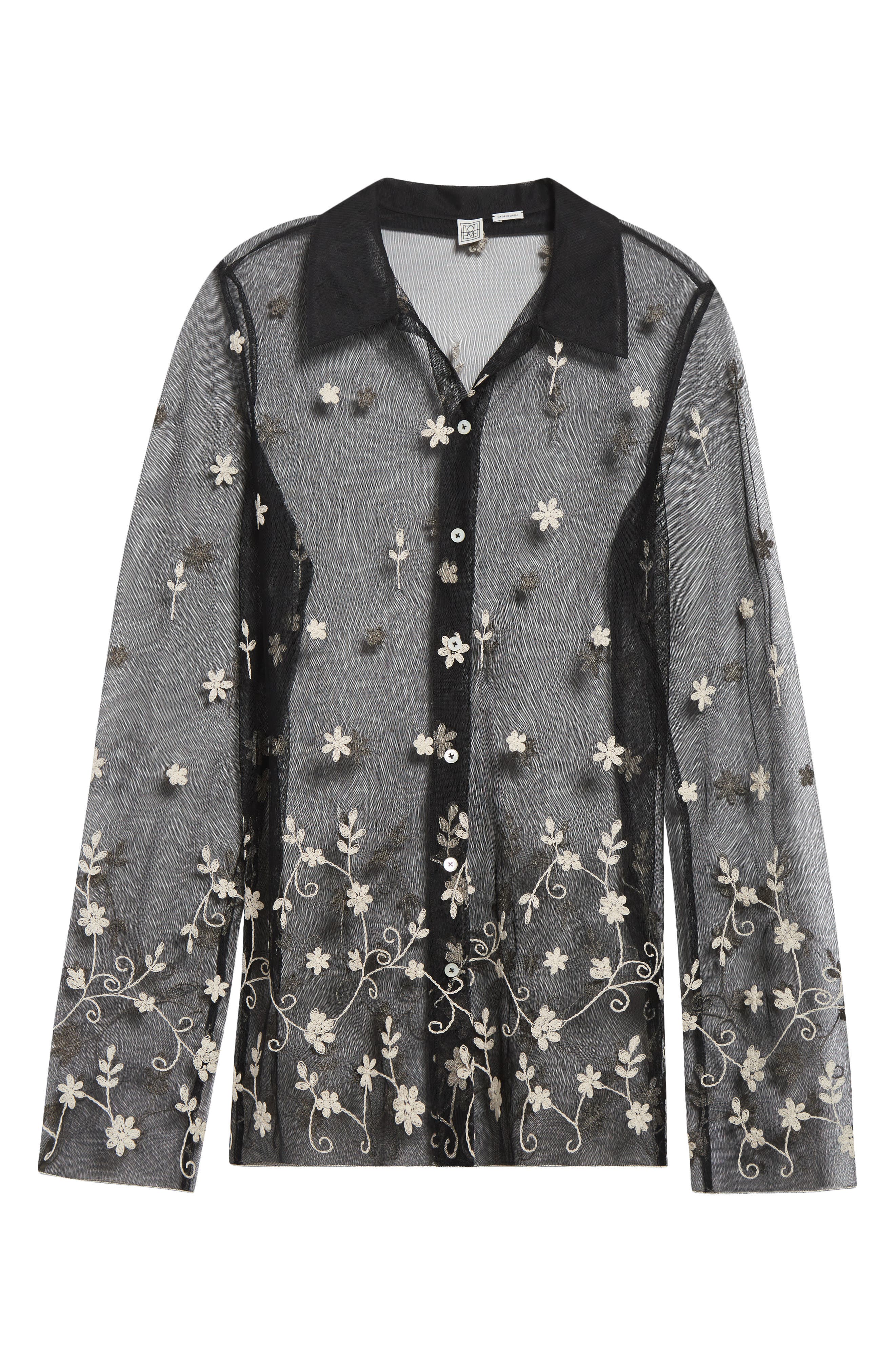 Floral Embroidered Tulle Shirt (Women) | Nordstrom