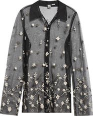 TOTEME Floral Embroidered Tulle Shirt