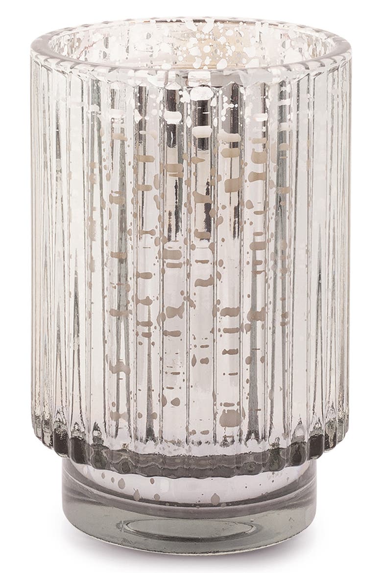 Cypress & Fir Mercury Glass Tall Ribbed Candle, Main, color, SILVER