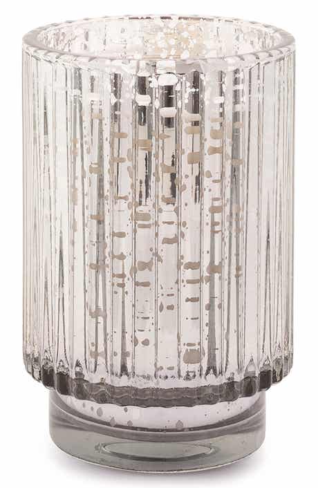 Cypress & Fir Mercury Glass Tall Ribbed Candle