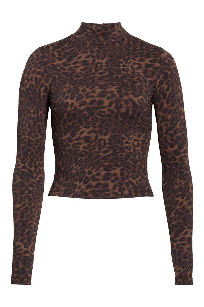 Leopard Print Long Sleeve Top, Alternate, color, CARIBOU LEOPARD