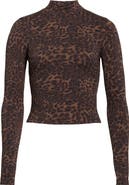 MPG Leopard Print Long Sleeve Top