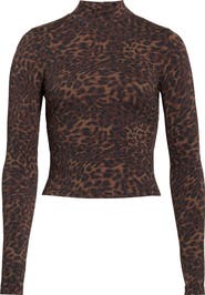 MPG Leopard Print Long Sleeve Top