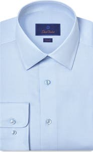David Donahue Trim Fit Microcheck Cotton Dobby Dress Shirt