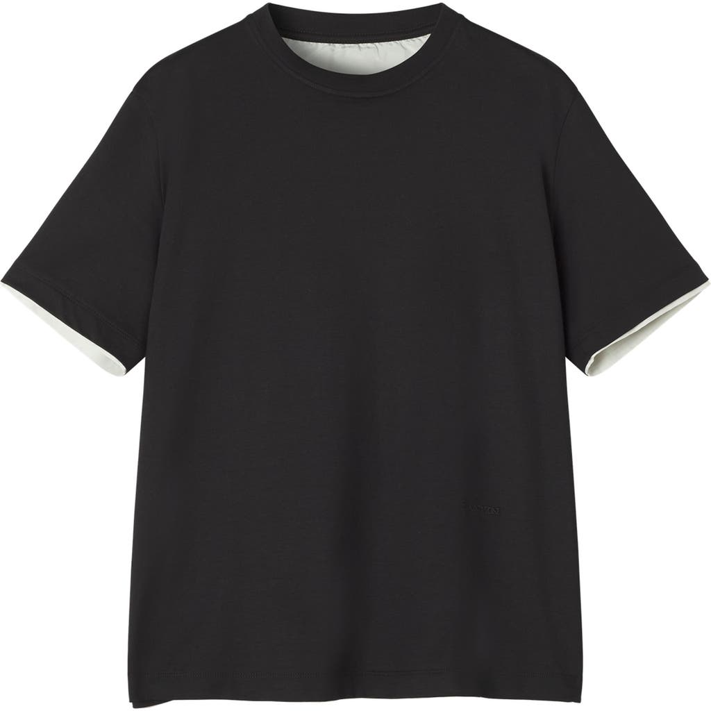 Lanvin Cotton T-shirt With Silk Detail In Black