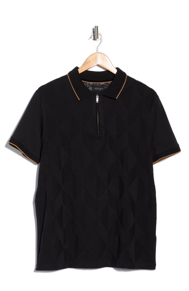 Cactus Man Tipped Quarter Zip Polo, Alternate, color, Black