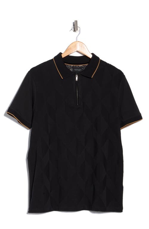 Cactus Man Tipped Quarter Zip Polo In Black