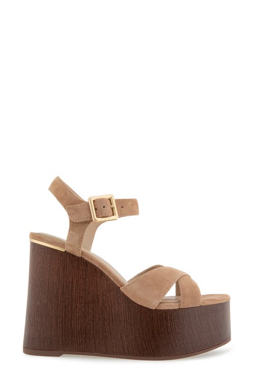 Kenneth Cole Taelyn Platform Wedge Sandal In Sesame Suede