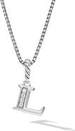 David Yurman Pavé Initial Pendant Necklace in Sterling Silver with Diamond