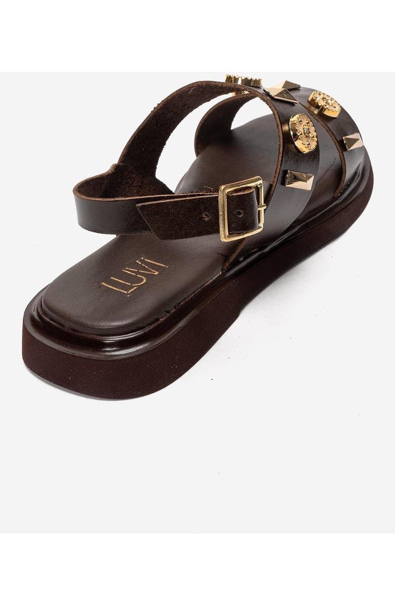 Forever & Always Shoes Libera Leather Sandal, Alternate, color, Brown