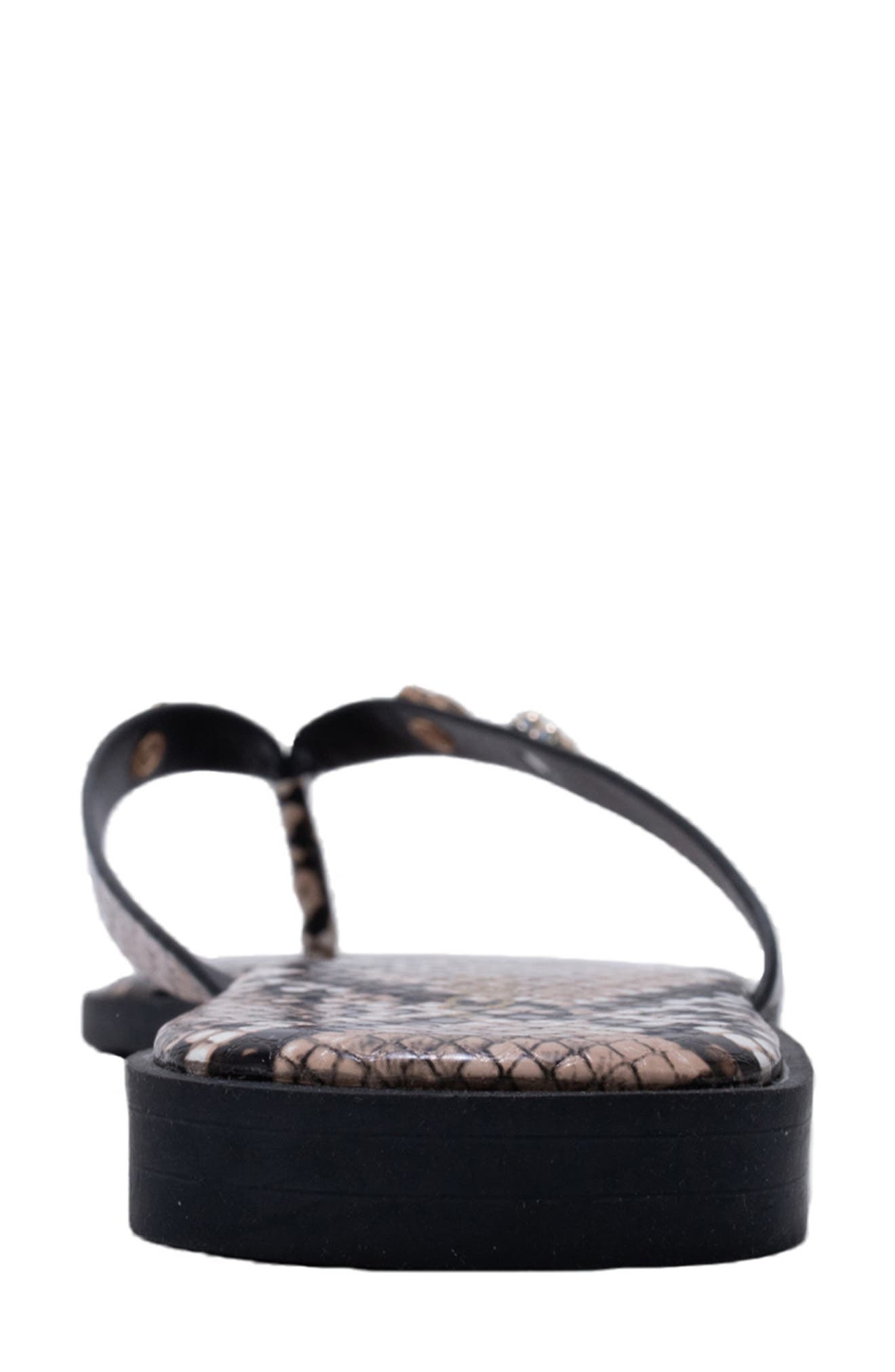 bebe Python Embossed Thong Sandal, Alternate, color, Black Multi