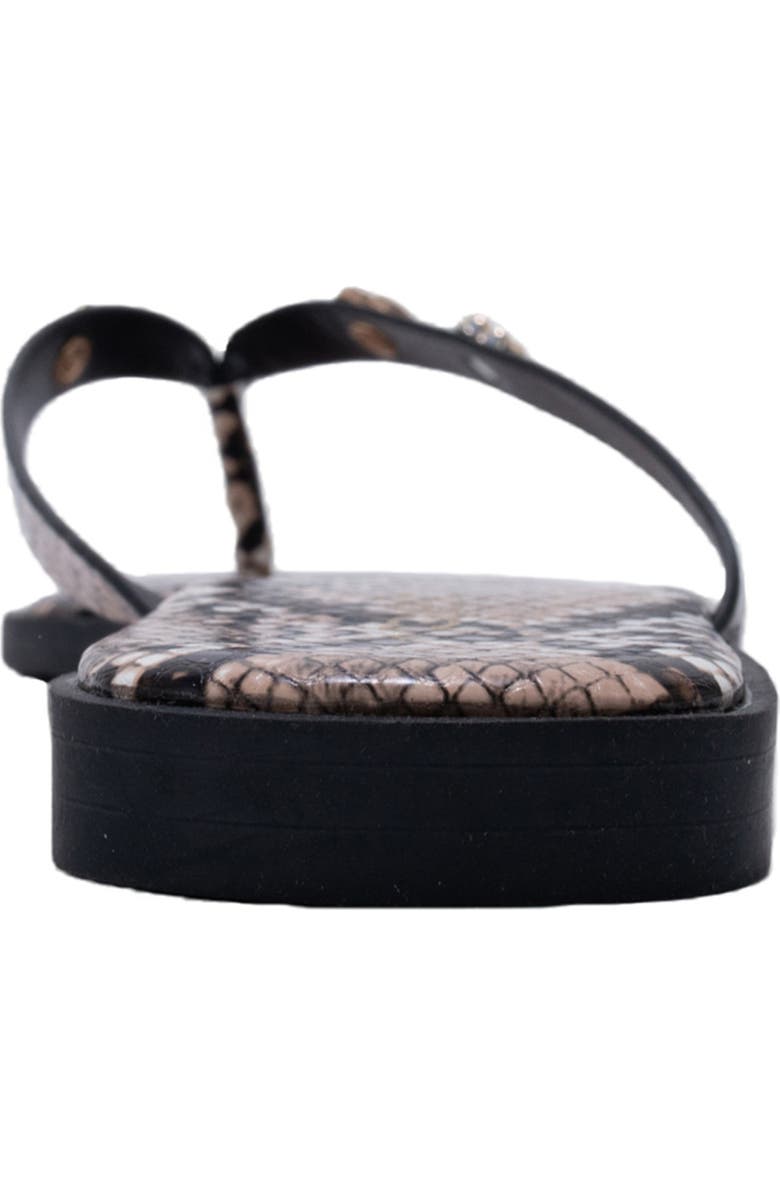 bebe Python Embossed Thong Sandal, Alternate, color, Black Multi