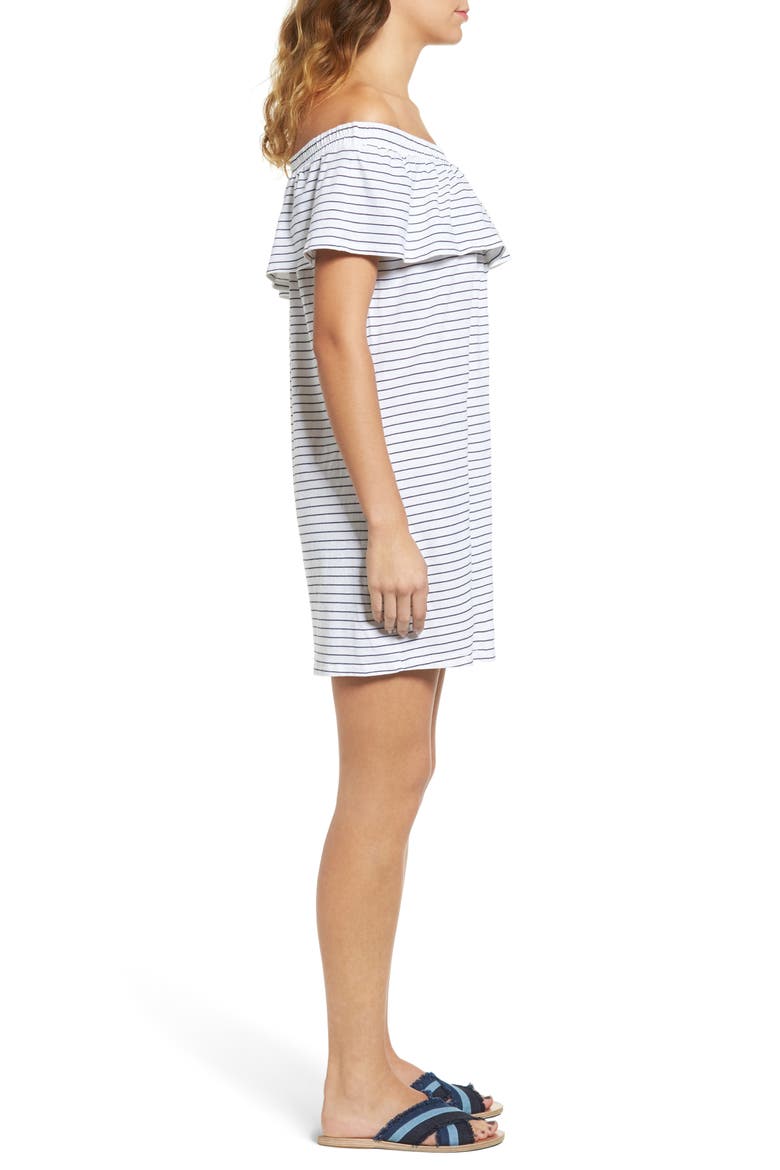 Ruffle Off the Shoulder Dress, Alternate, color, WHITE