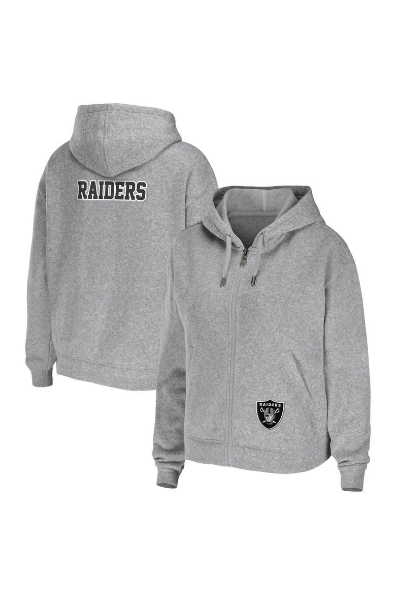 Women's WEAR by Erin Andrews Heathered Gray Las Vegas Raiders Team Full-Zip Hoodie, Main, color, Heather Gray