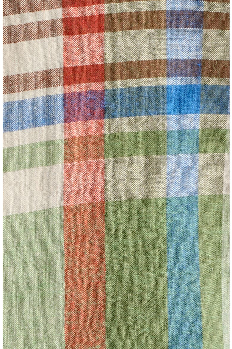 Plaid Linen Blend Camp Shirt, Alternate, color, GREEN MULTI PLAID