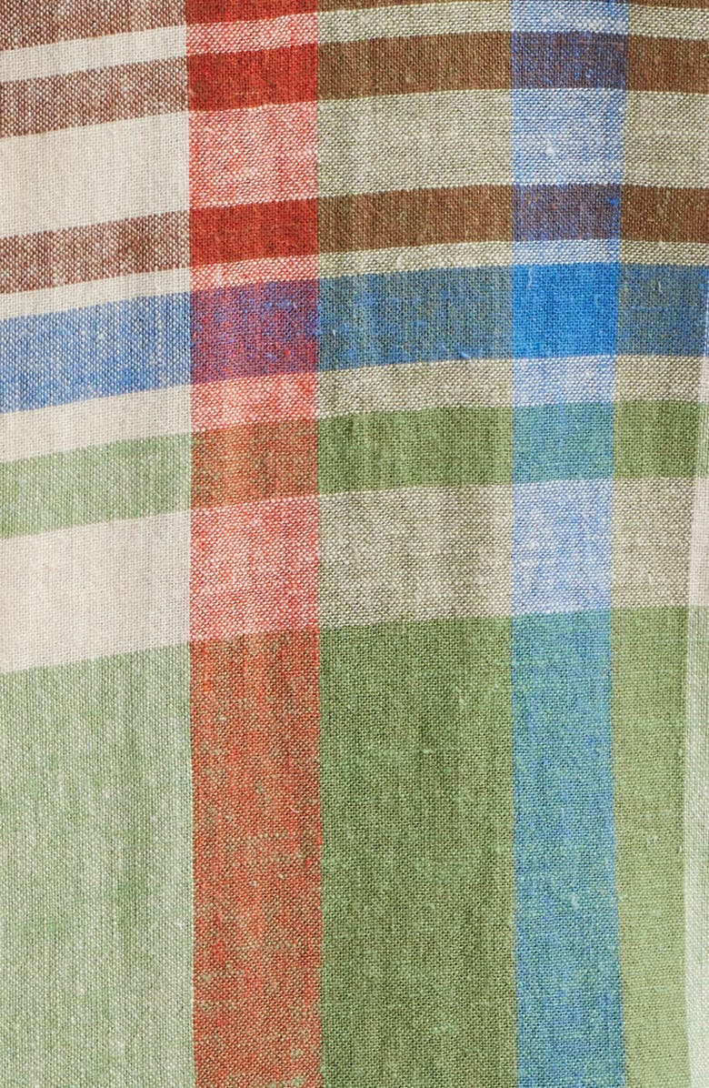 Pendleton Plaid Linen Blend Camp Shirt, Alternate, color, Green Multi Plaid
