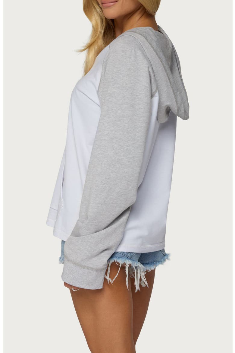 Jozie Colorblock Raglan Sleeve Hoodie Top, Alternate, color, WHITE-AND-GRAY