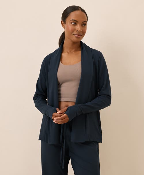Pact Luxe Stretch Jersey Swing Cardigan In Blue