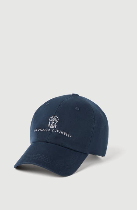 Garment-dyed twisted cotton gabardine baseball cap with embroidered logo
