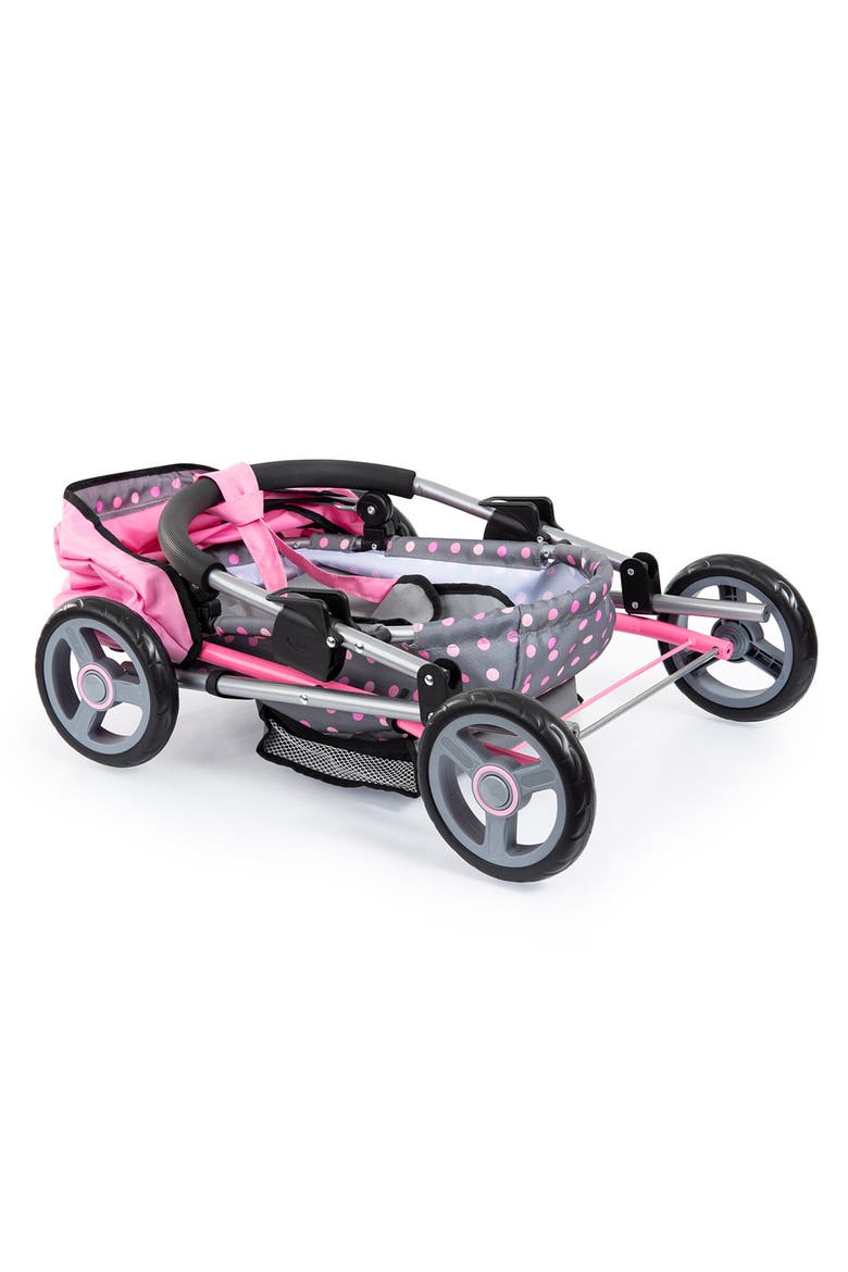 Pram Cosy Fairy Poka Dot Grey Pink For Dolls Up To 18 Inch, Alternate, color, Multicolored