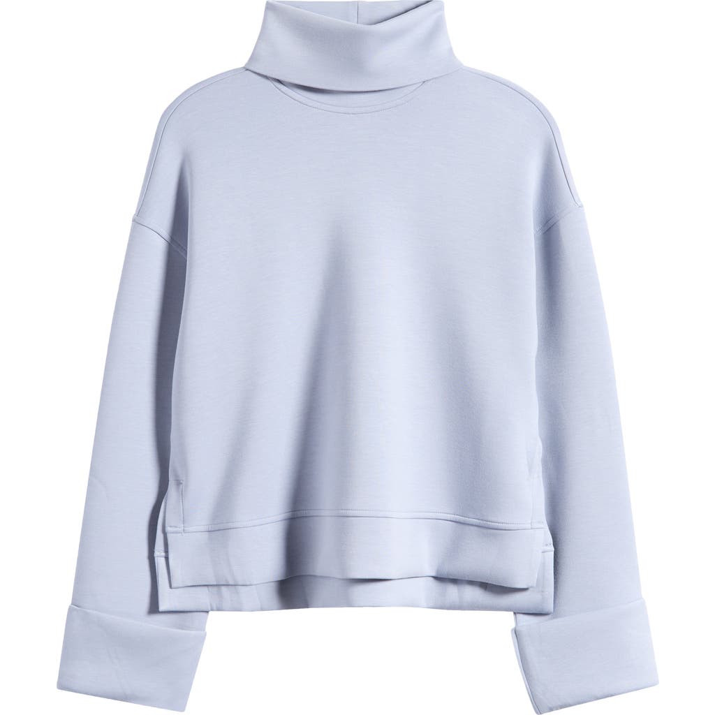 Spanx ® Cuffed Sleeve Crop Turtleneck Sweatshirt In Blue