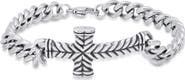 STEELTIME Men's Stainless Steel Cuban Chain Cross Bracelet