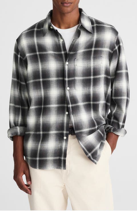 Plaid Flannel Button-Up Shirt