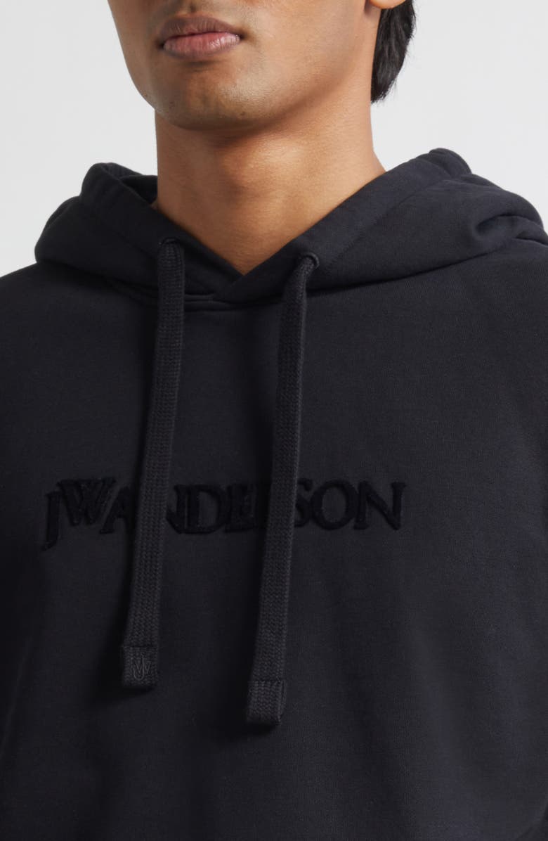 JW Anderson Logo Embroidered Hoodie, Alternate, color, Black
