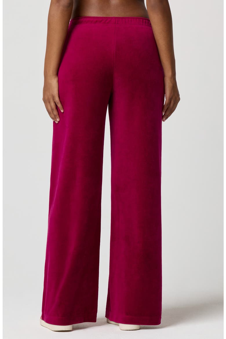 Velour Wide Leg Pants, Alternate, color, BING CHERRY